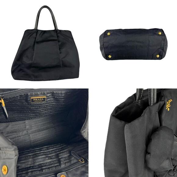 Prada PRADA Handbag Nylon/Leather Black Gold Women's z8012 - Picture 3 of 5